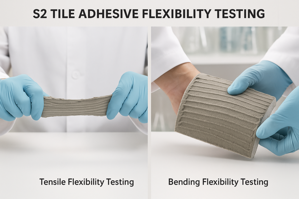 Testing S2 tile adhesive flexibility S2 adhesive flexibility demonstration