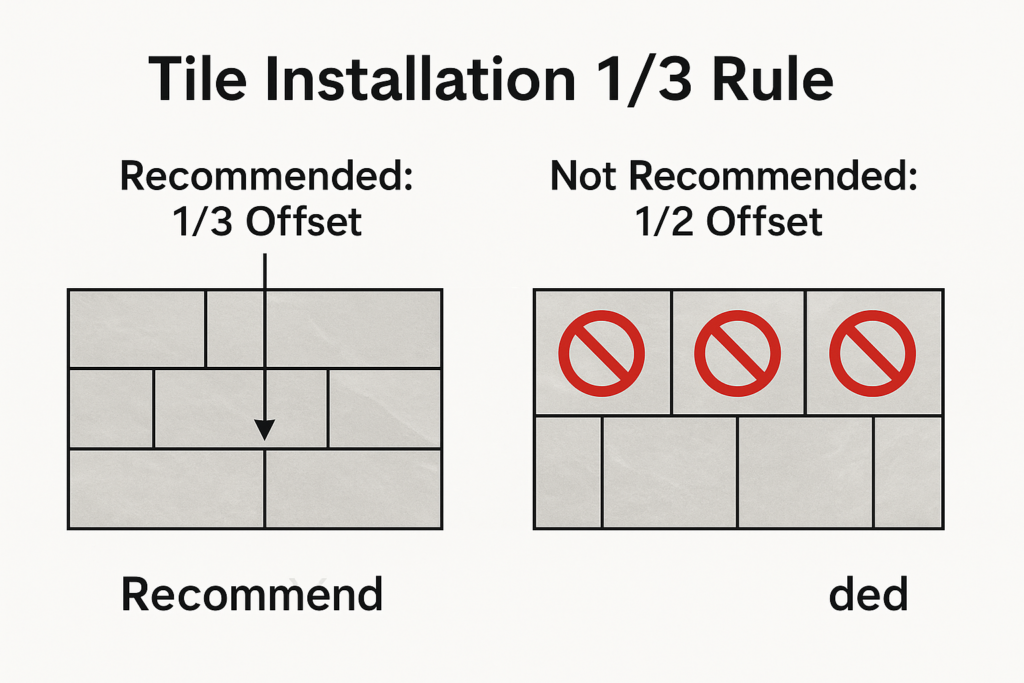 tile installation 1/3 rule demonstration