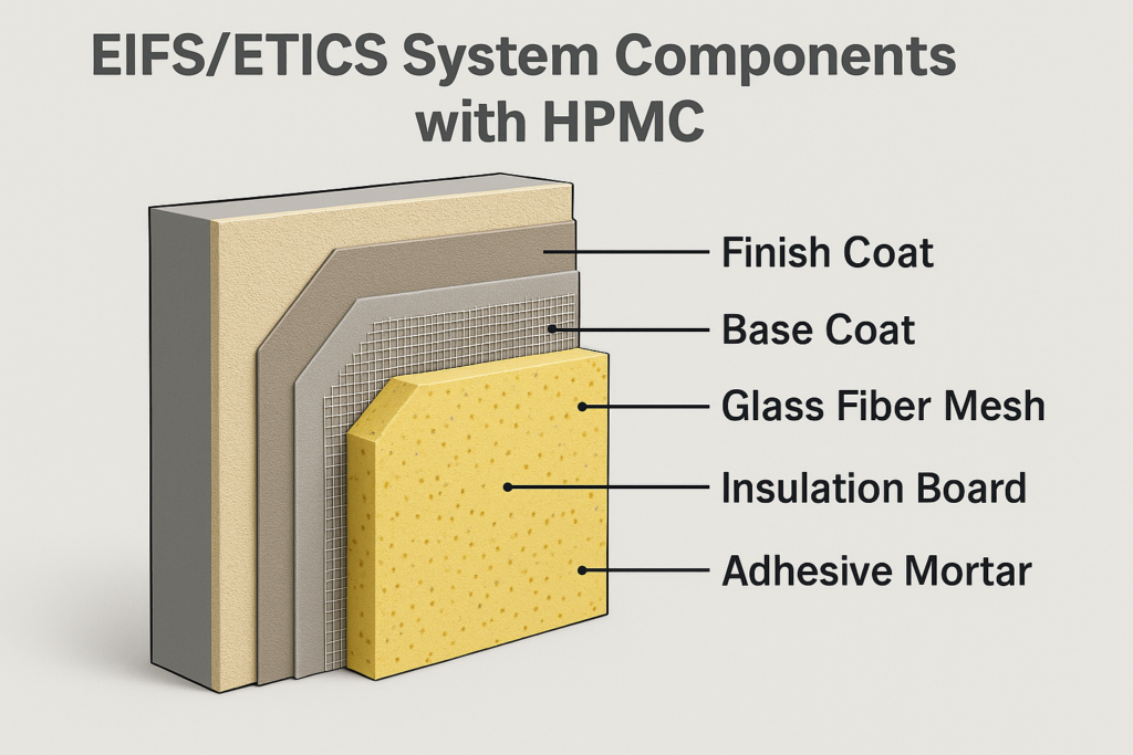 EIFS/ETICS System Components with HPMC EIFS system with HPMC components