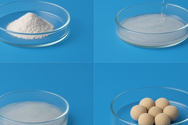 How HPMC creates bonds between particles HPMC binding mechanism diagram