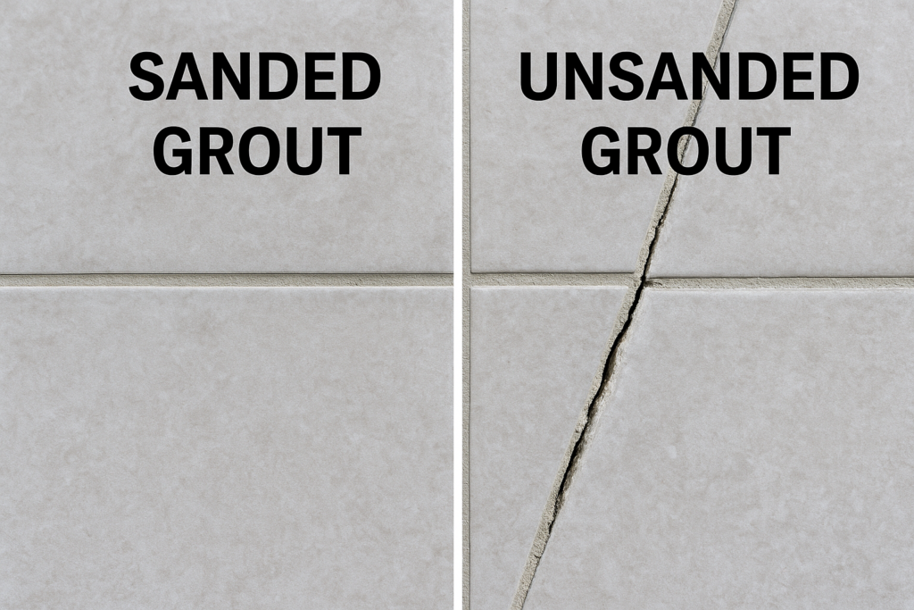 alt cracked unsanded grout in large gaps