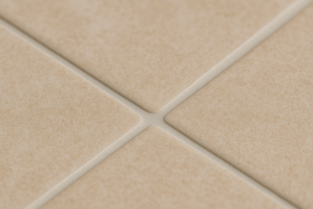 Close-up of perfectly finished grout line with HPMC tile grout with HPMC