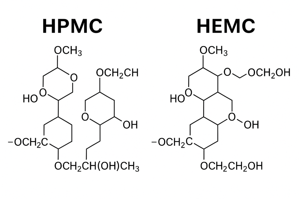 HPMC vs HEMC molecular structure Chemical structure comparison of HPMC and HEMC