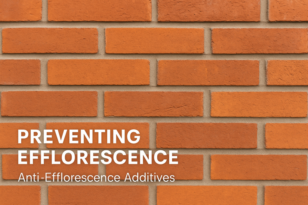 Masonry wall treated with anti-efflorescence additives preventing efflorescence in masonry