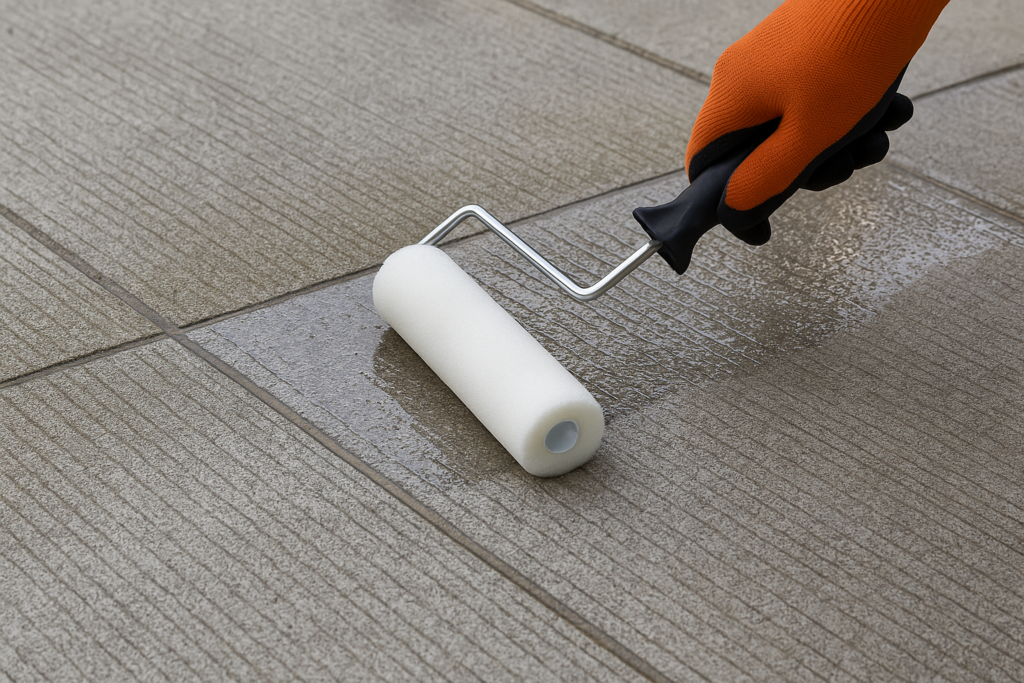 Application of penetrating sealer to concrete surface concrete sealer application