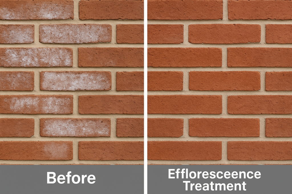 Before and after efflorescence treatment efflorescence treatment process