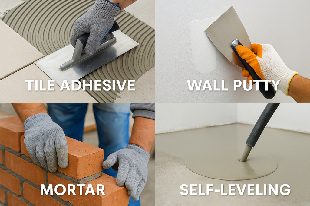 RDP applications in different construction materials Various applications of RDP in construction