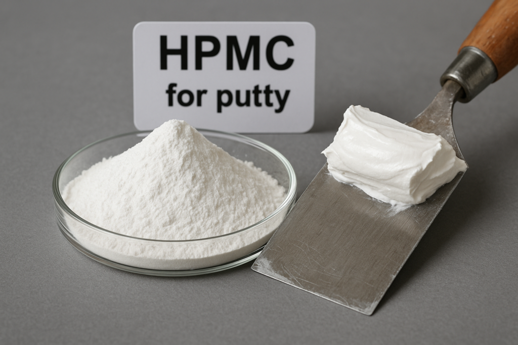 HPMC powder being used in putty formulation HPMC powder for putty applications