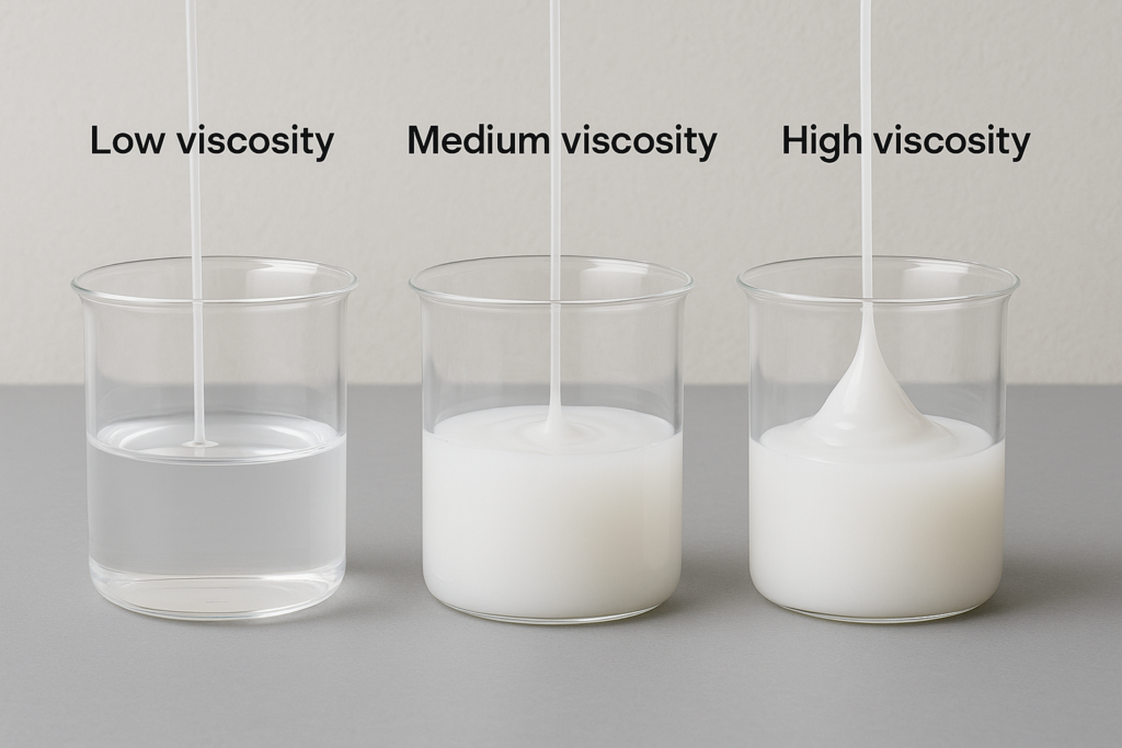 Side-by-side comparison of different HPMC viscosities Viscosity comparison demonstration