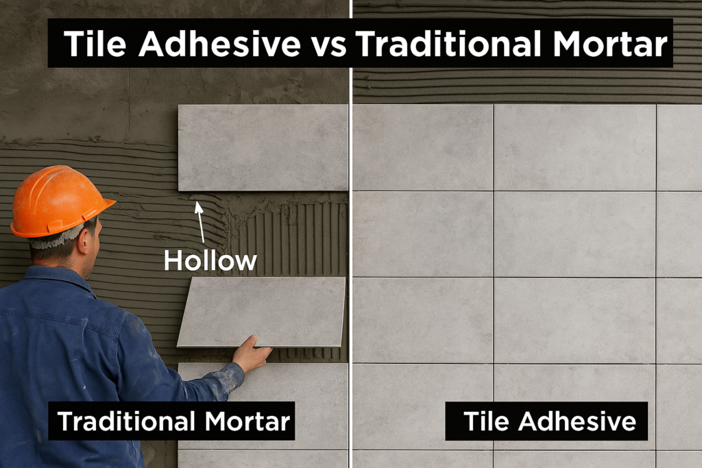 Tile adhesive vs traditional mortar
