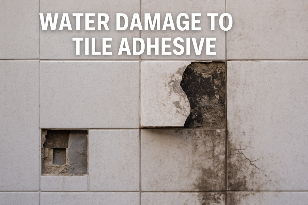Water damage to tile adhesive