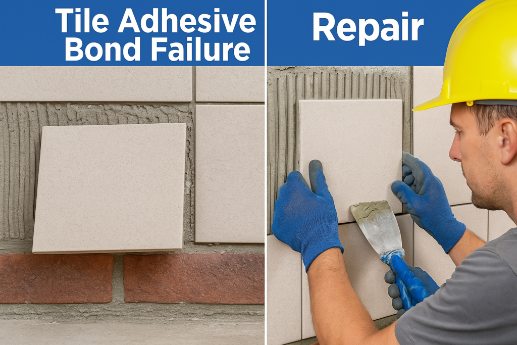 Tile adhesive bond failure repair