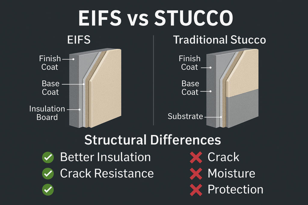 Structural Differences Between EIFS and Traditional Stucco EIFS vs Stucco comparison