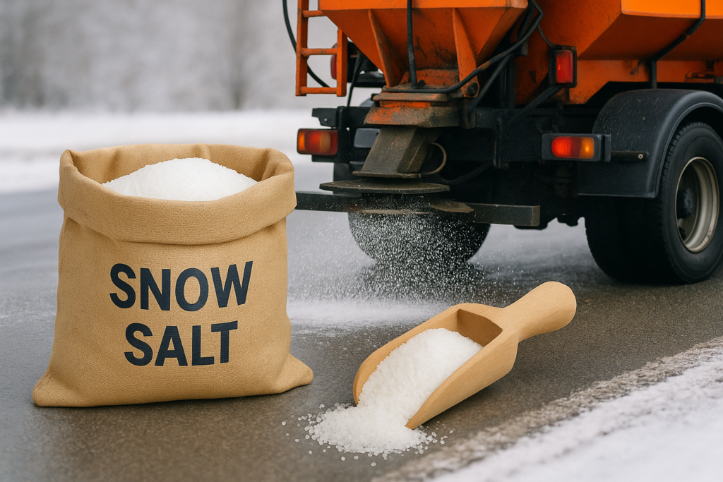 snow salt for ice melting on roads