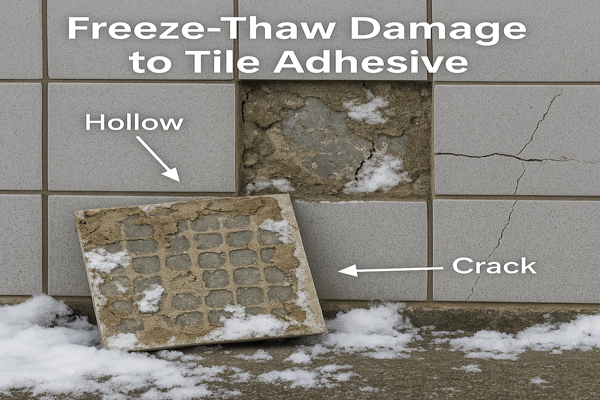 Freeze-thaw damage to tile adhesive
