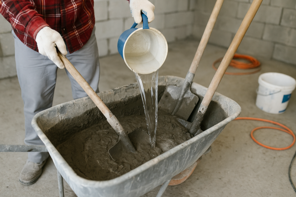 PVA powder being used in mortar mixing PVA powder applications in construction