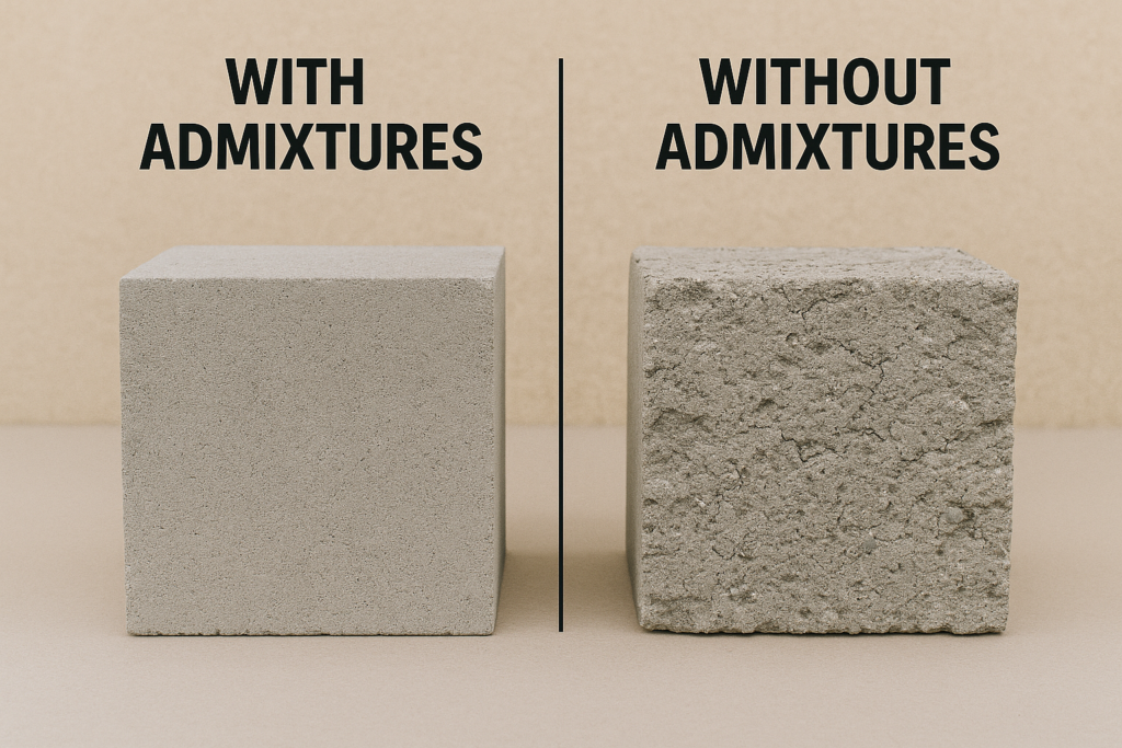 Concrete with vs without admixtures concrete durability comparison