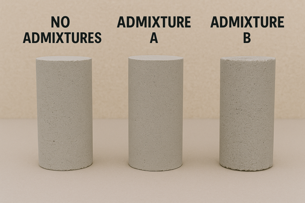 Strength comparison with different admixtures concrete strength comparison