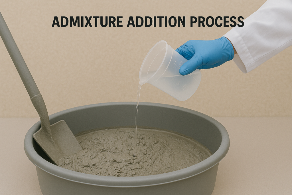 Adding admixture to concrete admixture addition process