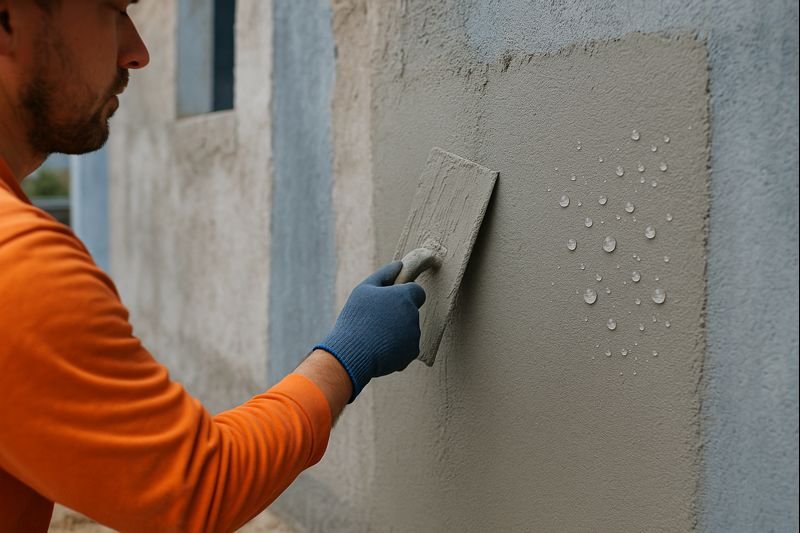 Waterproof mortar additives being applied waterproof mortar additives in construction