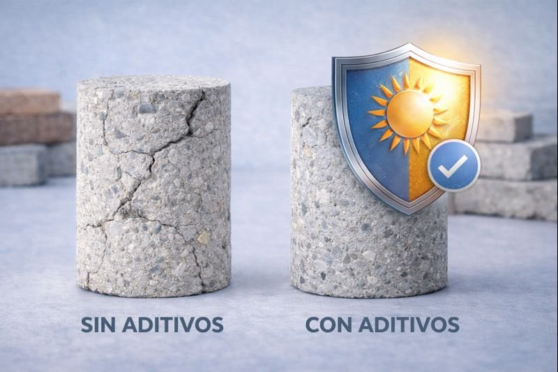 Comparación de hormigón con y sin aditivos durabilidad del hormigón con aditivos