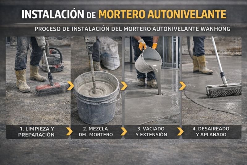 instalación de mortero autonivelante