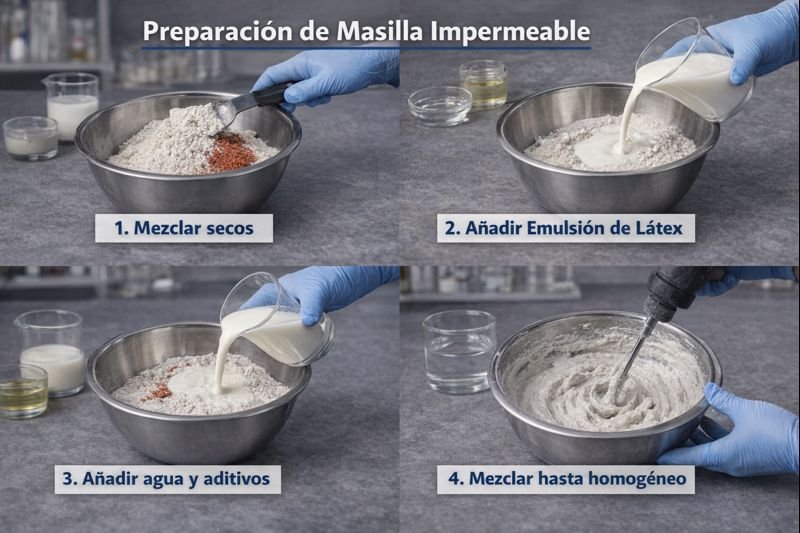 preparación de masilla
