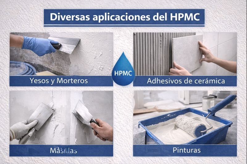 Múltiples aplicaciones de construcción usando HPMC Diversas aplicaciones del HPMC