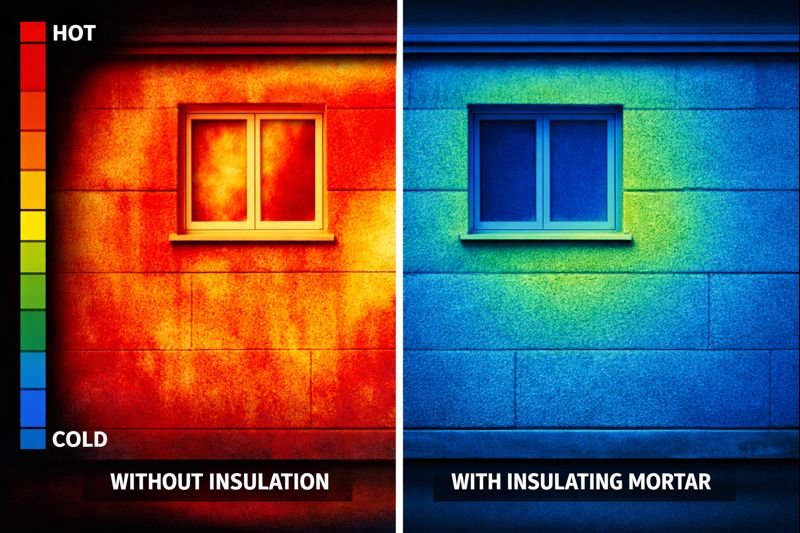 insulating mortar thermal properties demonstration