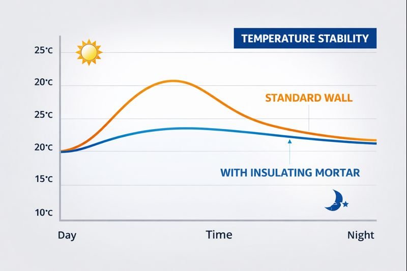 insulating mortar thermal performance graph