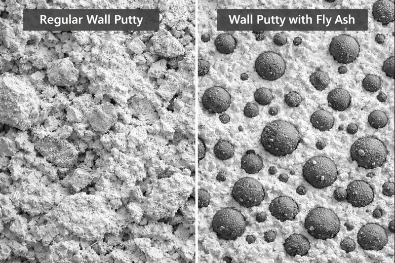 fly ash particles in wall putty