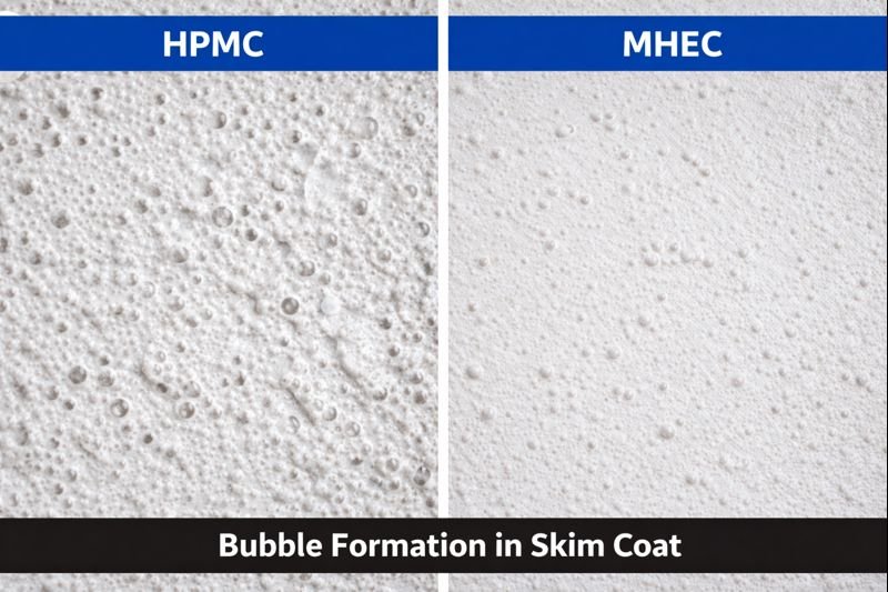 Comparison of HPMC and MHEC bubble formation in skim coat