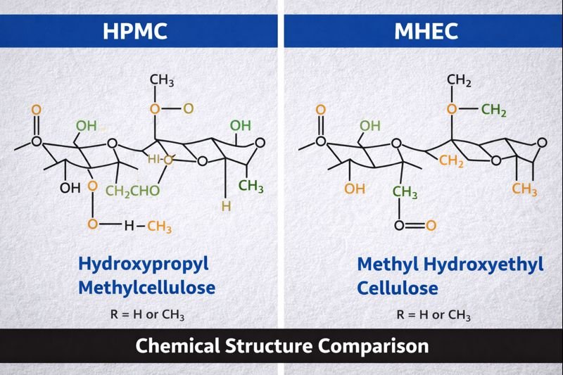 Chemical structure comparison of HPMC and MHEC