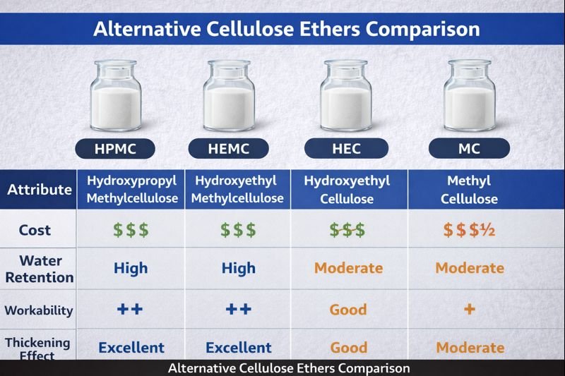 Alternative cellulose ethers comparison chart