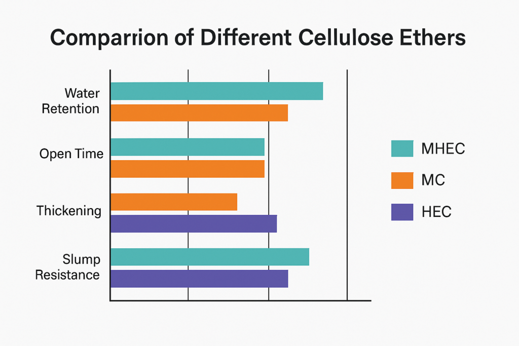 Comparison of different cellulose ethers