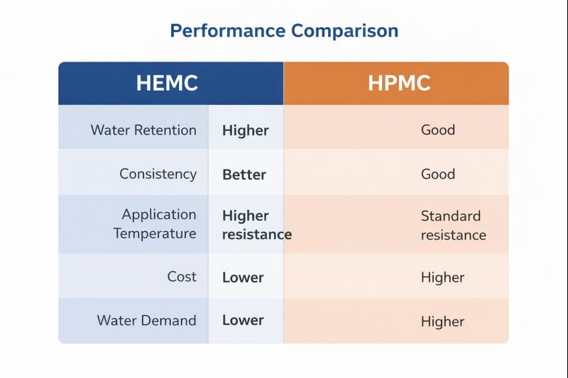 Performance comparison chart HEMC vs HPMC comparison