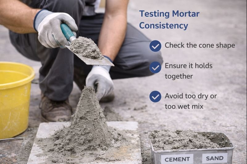 Testing mortar consistency