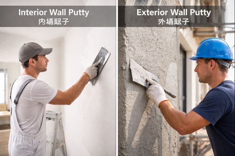 Interior vs exterior putty application