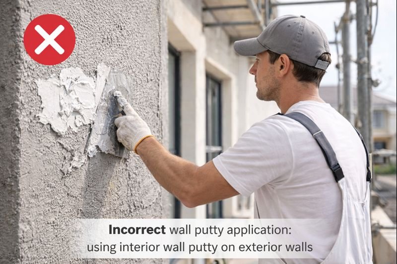 Incorrect wall putty application