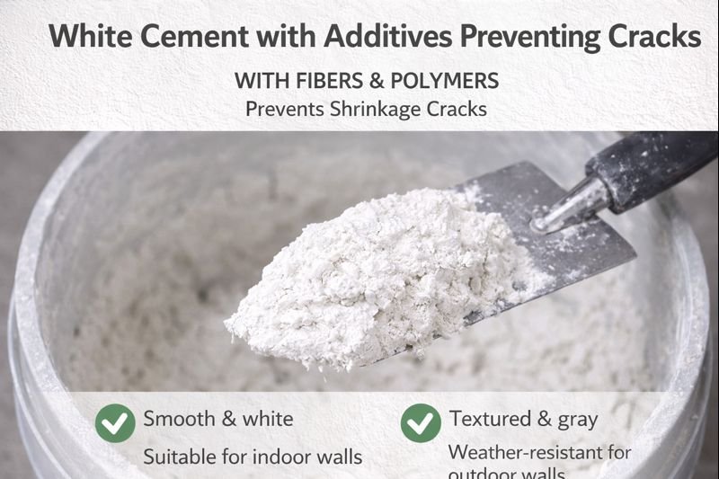 white cement with additives preventing cracks