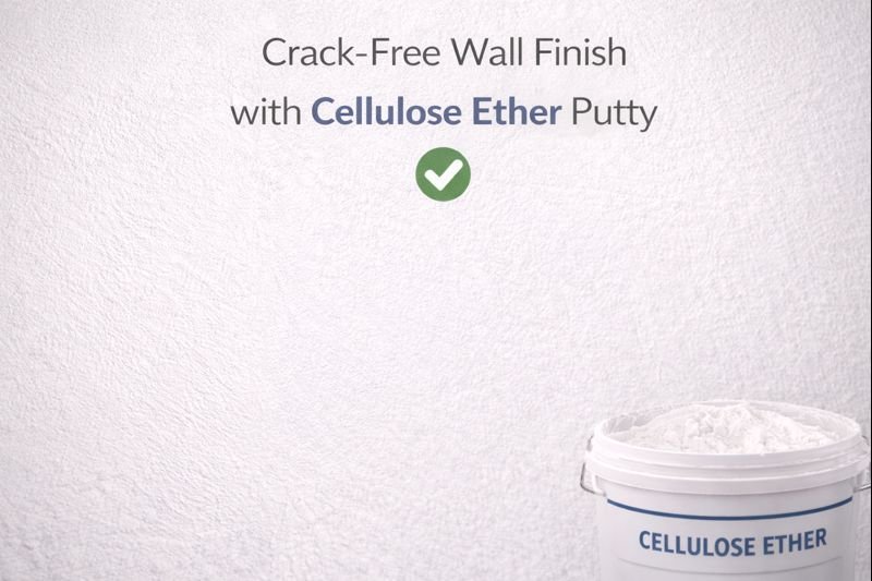 Crack-free wall finish with cellulose ether putty Close-up of crack-free wall finish
