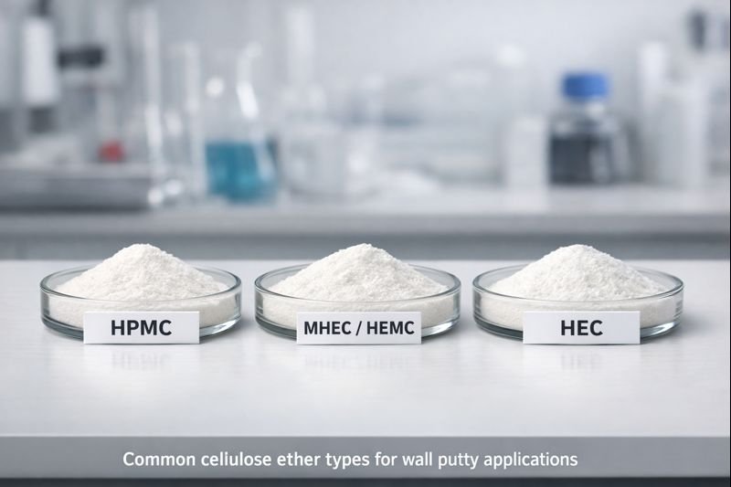 Common cellulose ether types for wall putty applications Different types of cellulose ether for wall putty