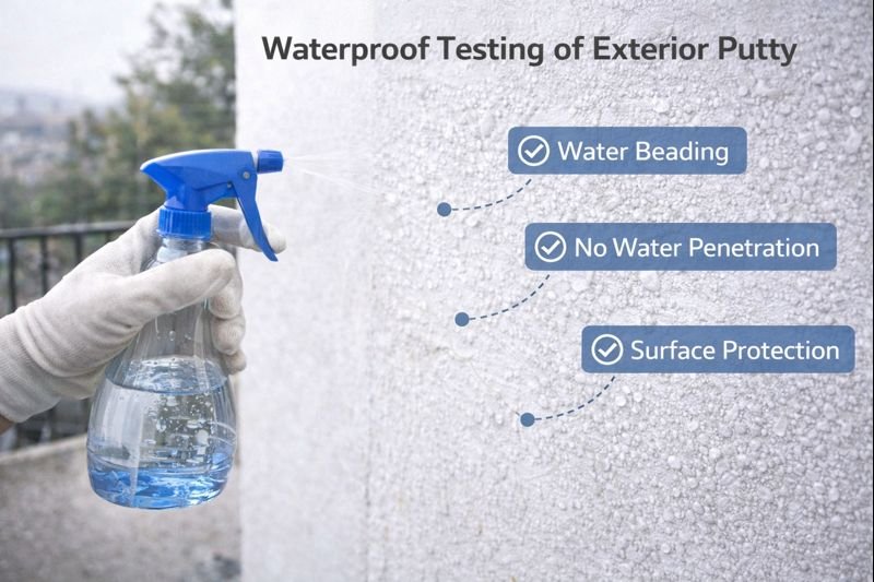 Waterproof testing of exterior putty Testing exterior putty waterproofing