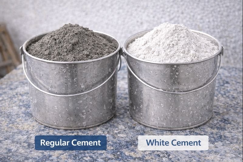 Comparison of regular and white cement