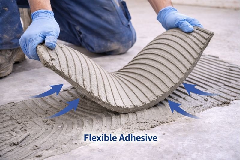 flexible tile adhesive demonstration