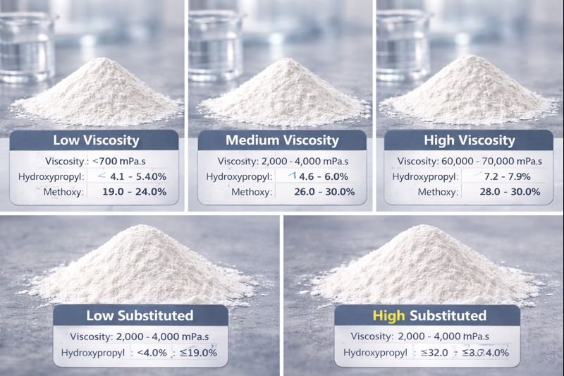 Various HPMC grades with different specifications
