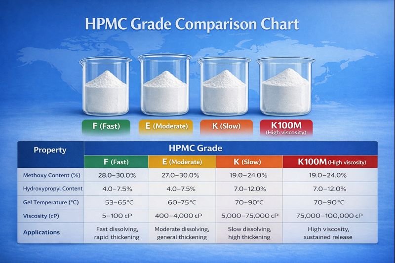 Different HPMC grades and their properties HPMC grade comparison chart