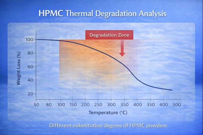 Thermal analysis graph of HPMC degradation