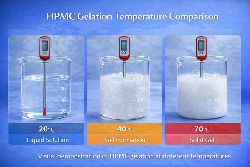 Visual demonstration of HPMC gelation at different temperatures