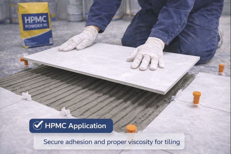 Large format tile installation with high-viscosity HPMC HPMC application in tile setting